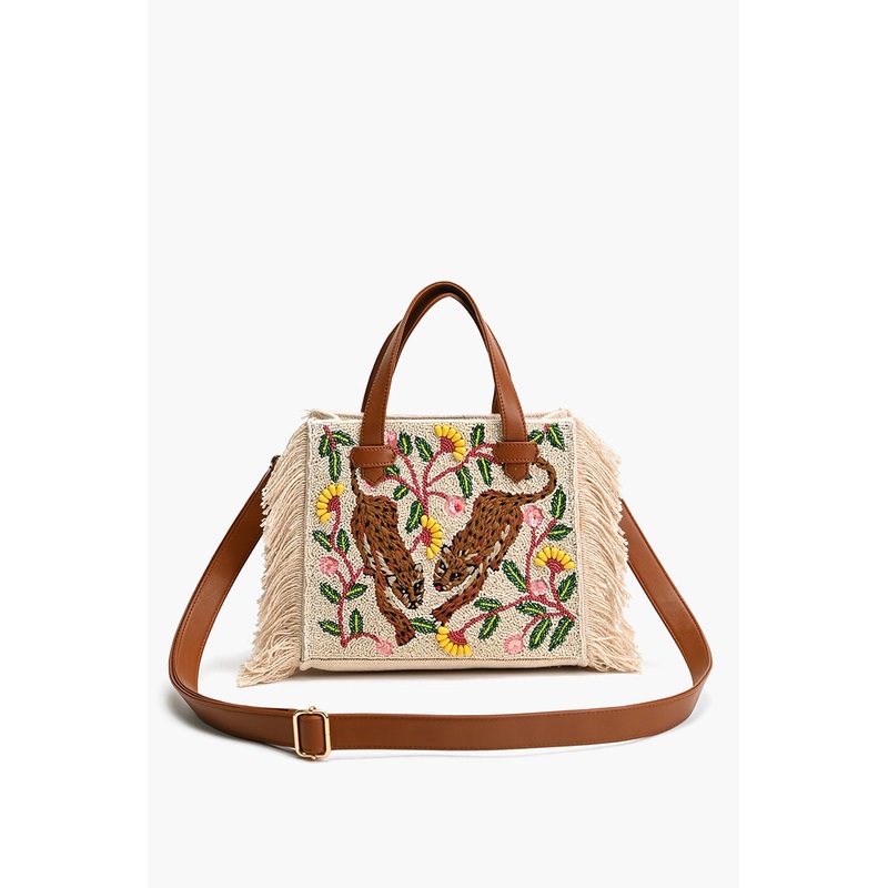 Temur Leopard Fringed Tote