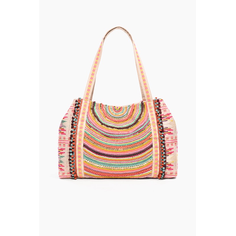 Vibrant Hand Embellished Rainbow Hand Beaded Tote