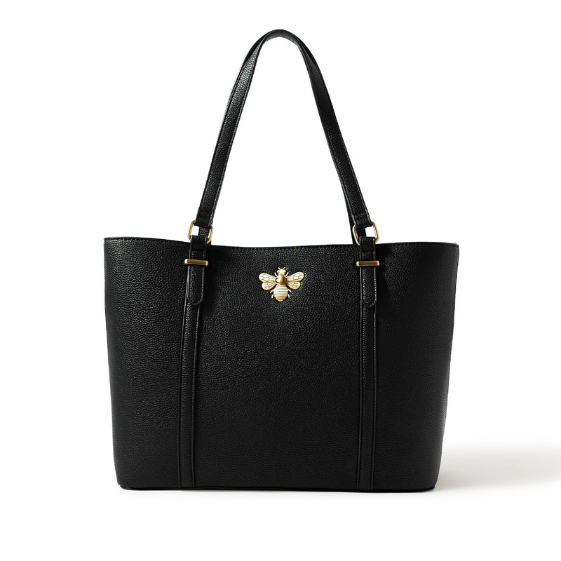 Accessorize London women's Black Britney Bee Tote Bag