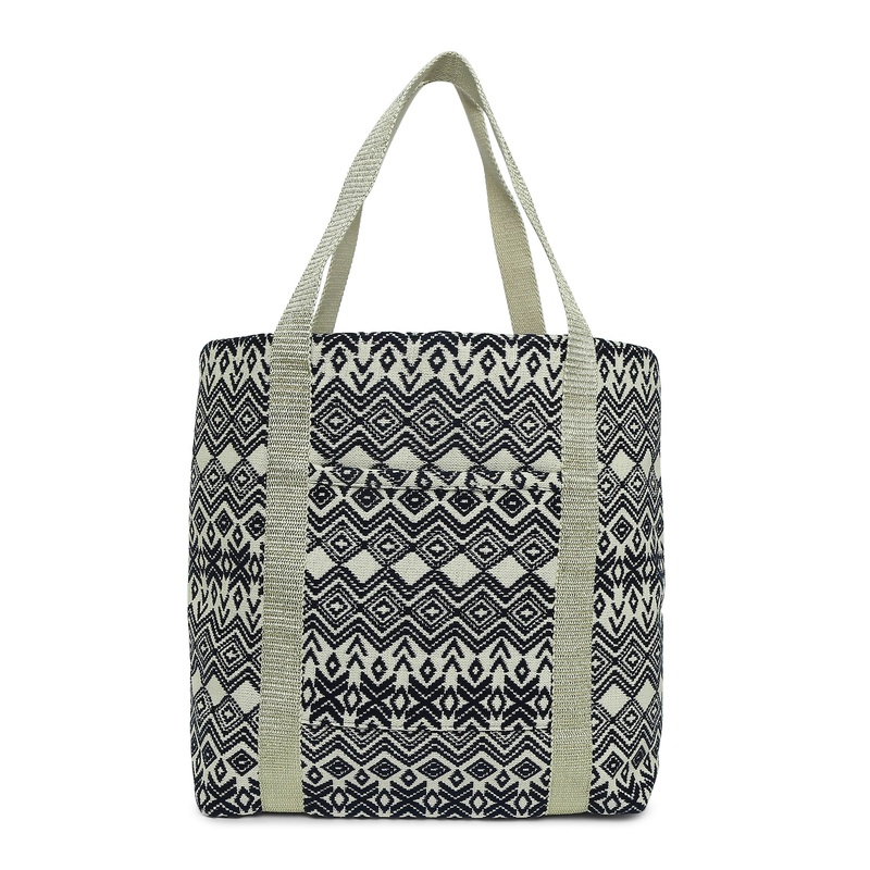 Accessorize London Women's Fabric Navy Aztec Woven Shopper Bag