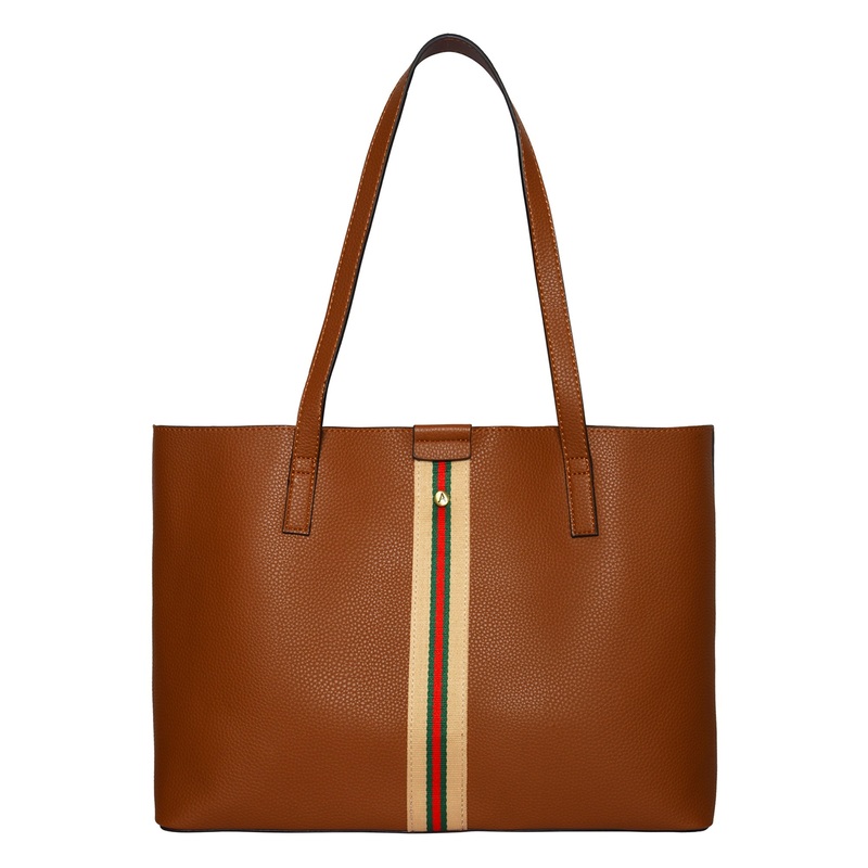 Accessorize London Women's Faux Leather Tan Cambridge Tote Bag