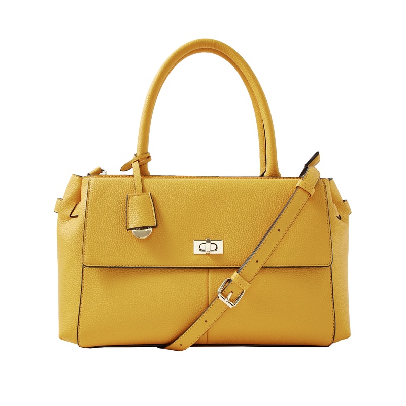Accessorize London Women's Faux Leather yellow Sandra Grab Bag