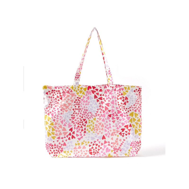 Accessorize London women's Pink Fabric Heart Shopper bag