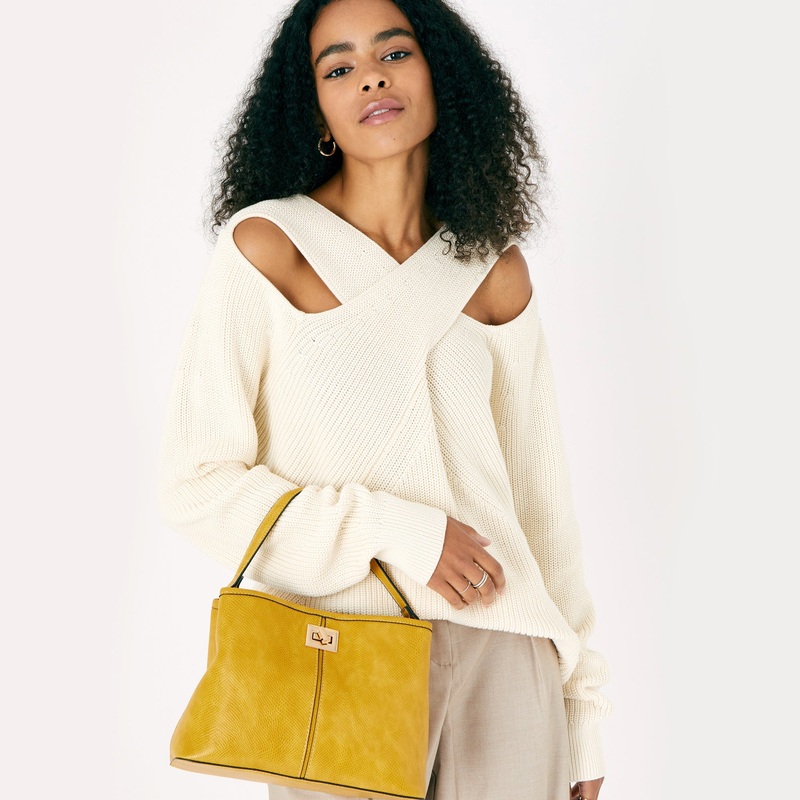 Accessorize London women's yellow Rosie Handheld bag