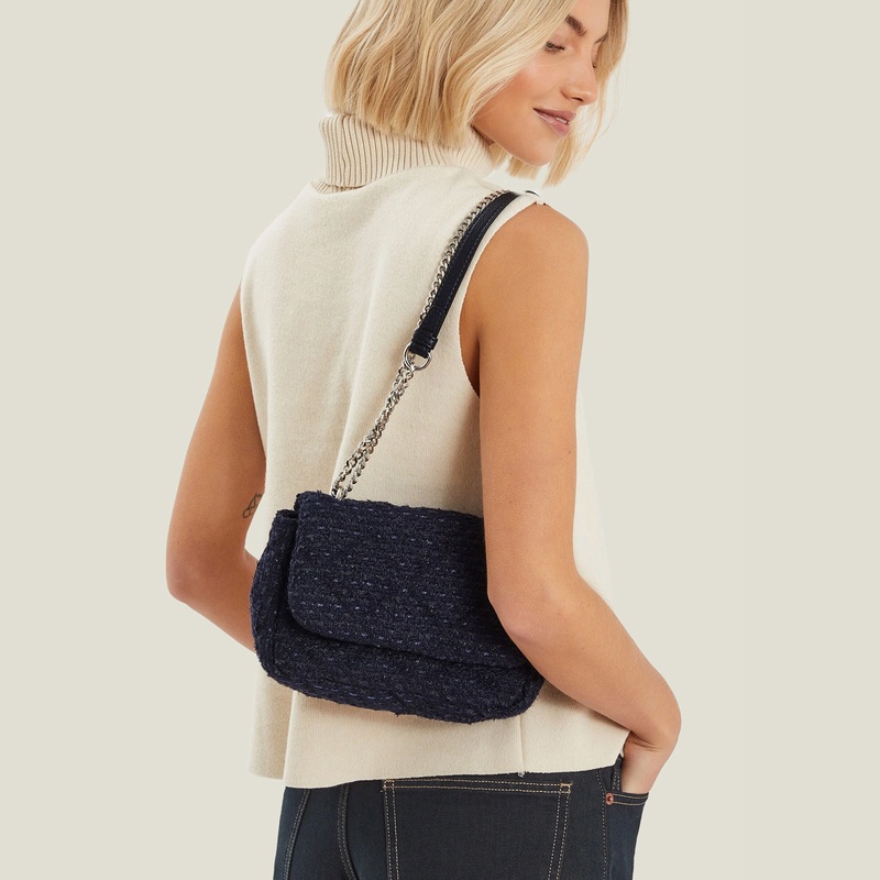 Blue Boucle Chain Shoulder Bag