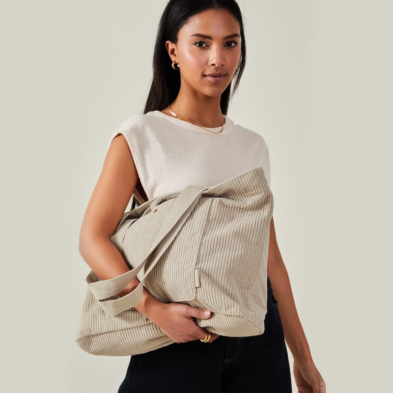Corduroy Shopper Bag Cream