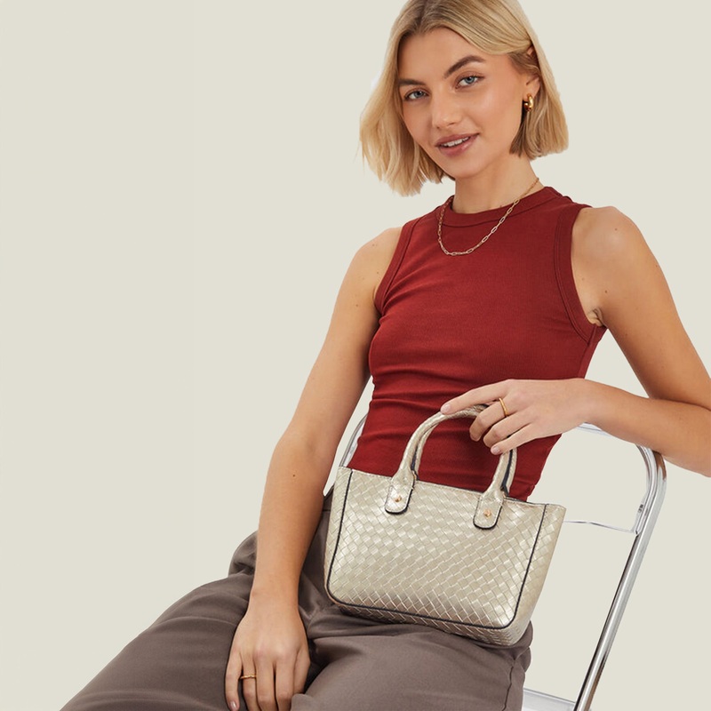 Gold Woven Metallic Handbag