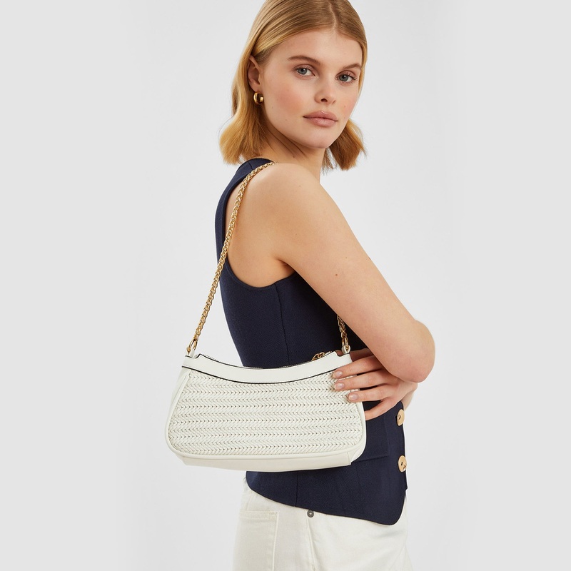 White Weave Chain Shoulder Bag