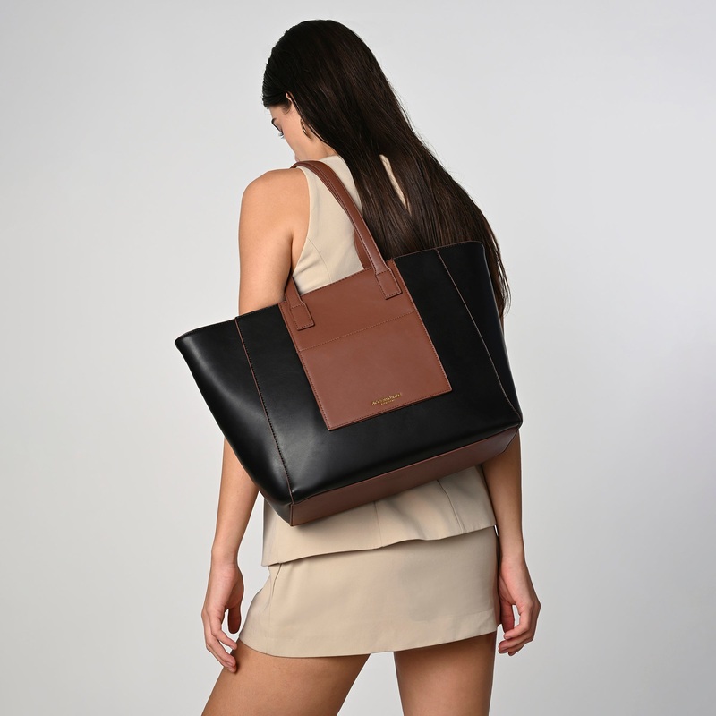 Black Colorblock Tote large Bag