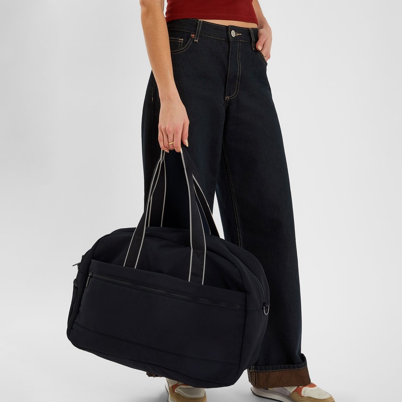 Black Large Nylon Weekender Bag