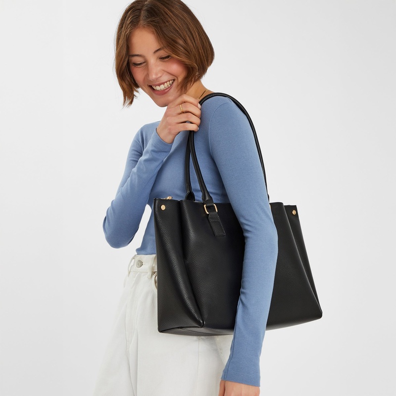 Black Triple Compartment Shoulder Workbag