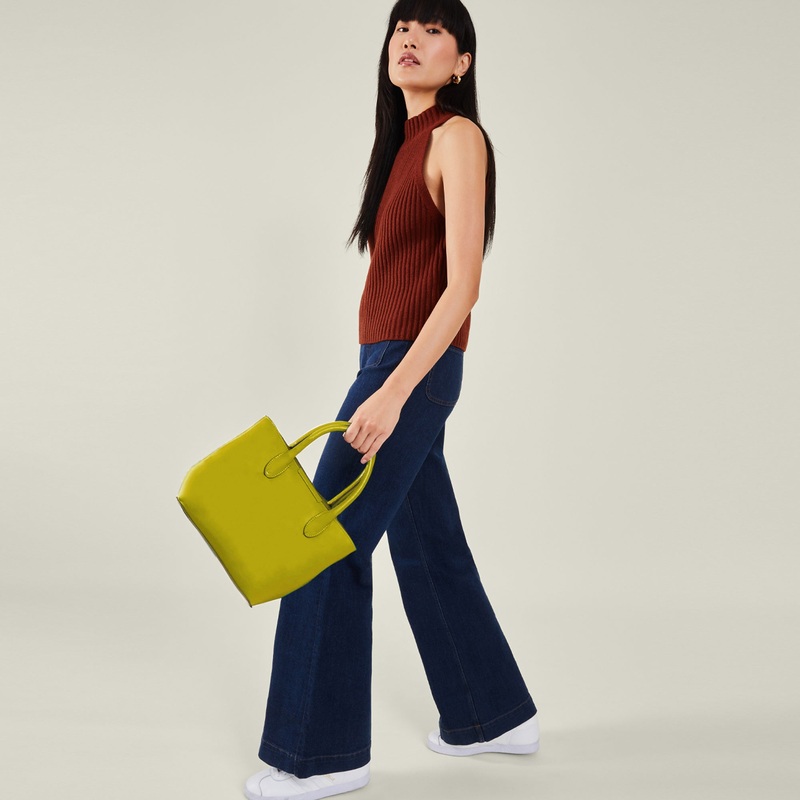 Accessorize London Women's Lime Yellow Clean Bar Satchel Bag