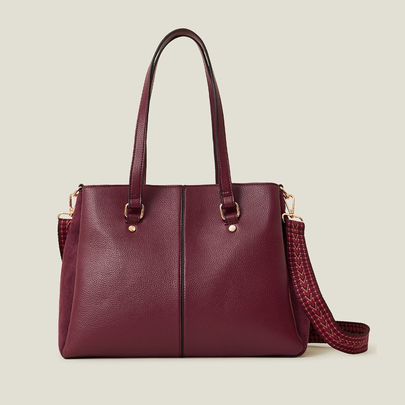 Accessorize London Women's Maroon Webbing Stripe Shoulder Bag