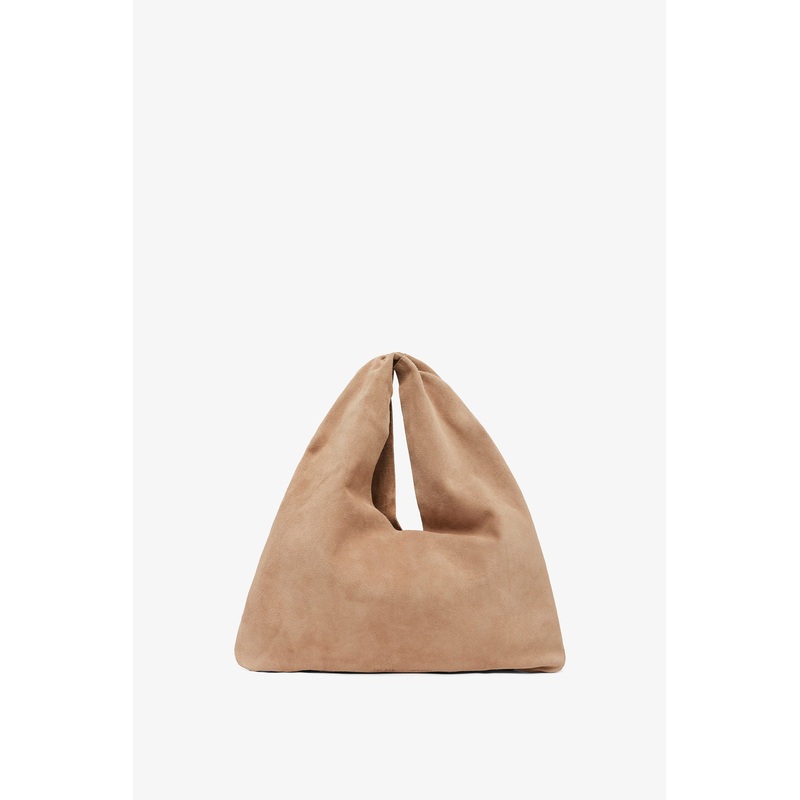 Bindle small beige suede bag