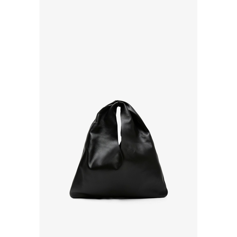 Bindle small black leather bag