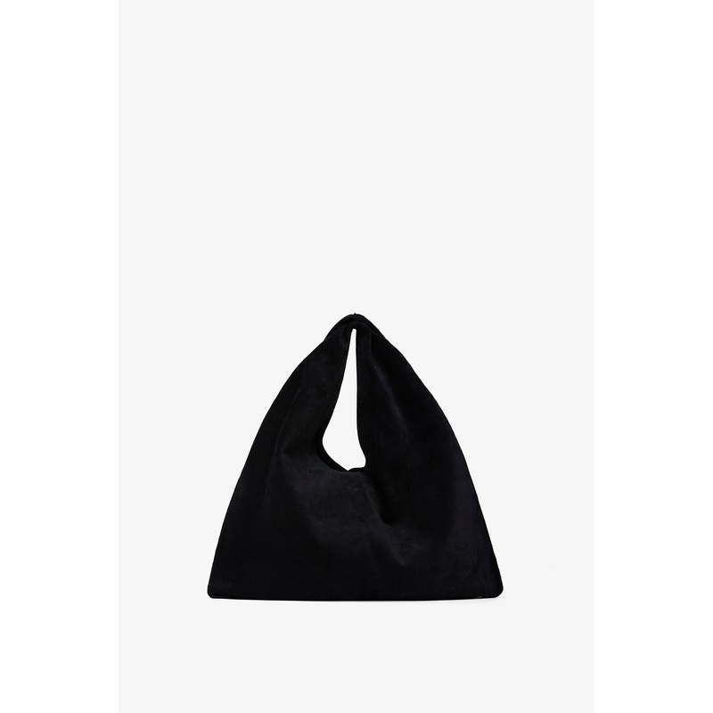 Bindle small black suede bag