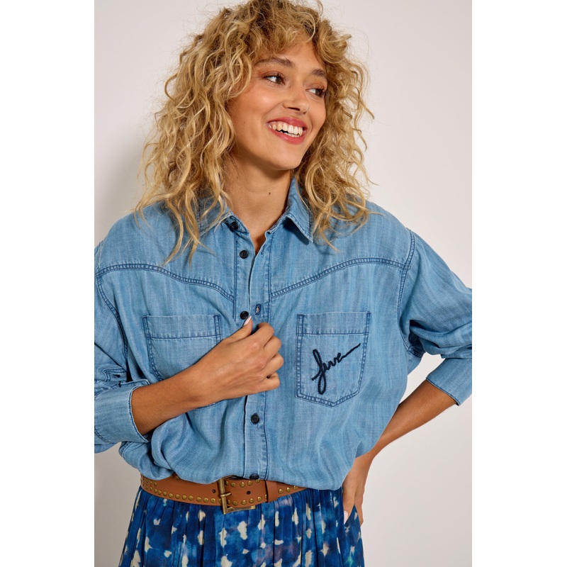 Denim Shirt 74698clarence Medium-Blue