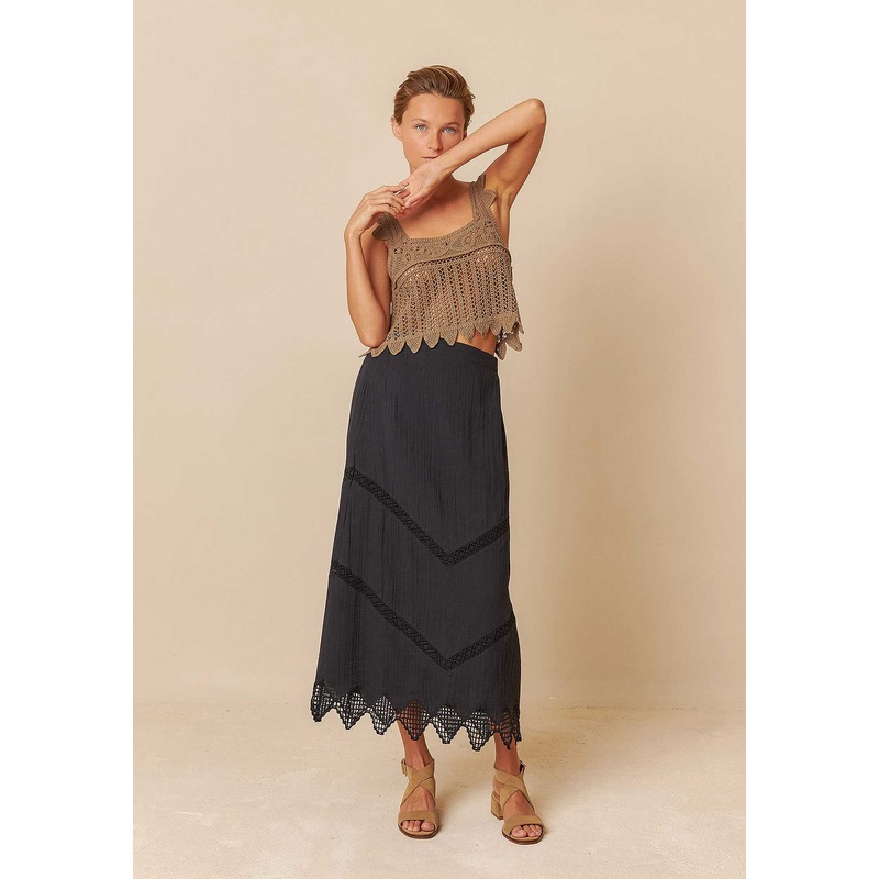 Double Gauze Skirt Bk208 Negro