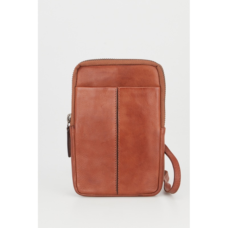 Leather Zip Top Phone Crossbody