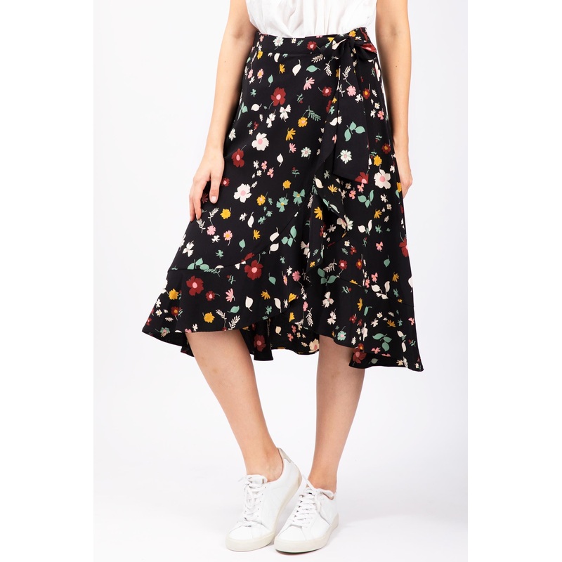 Floral Print Tie Waist Skirt