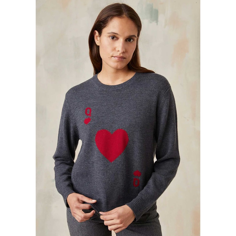 Pullover Dame De Coe Dame De Coeur Gris