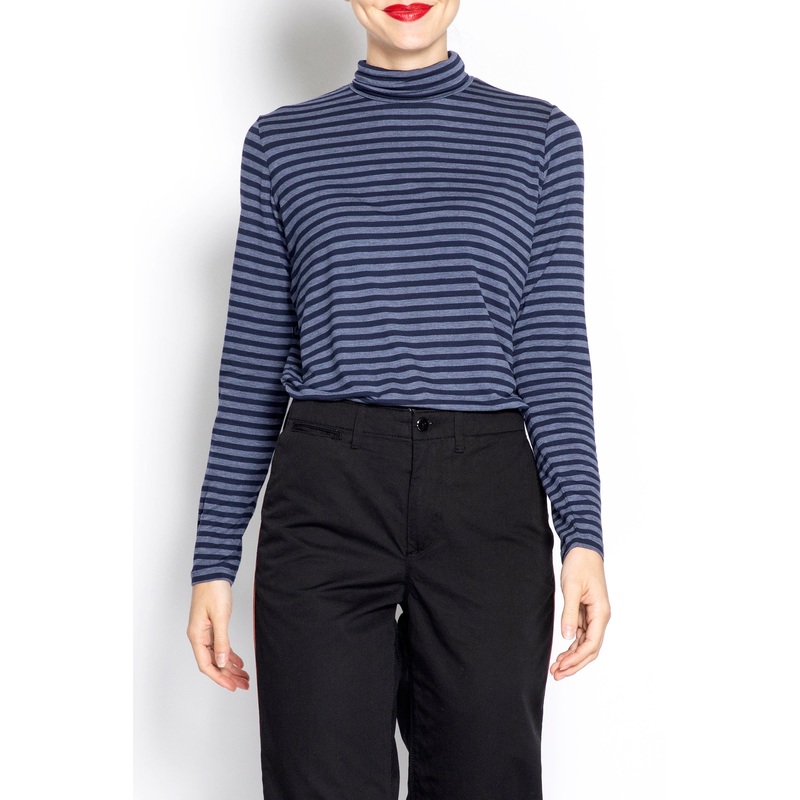 Turtleneck Striped Pullover