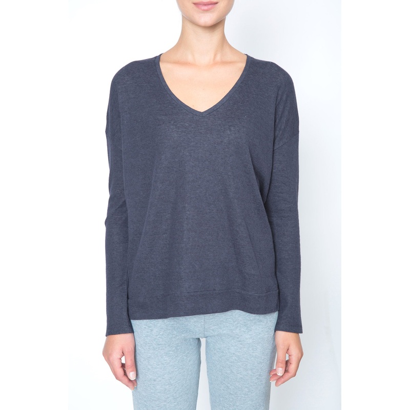Deep Neck T-shirt with Long Sleeves
