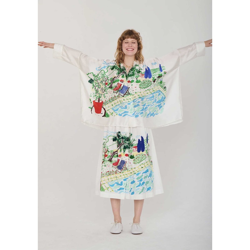 Skirt Printed Front Button Skirt Mona Pool-Day