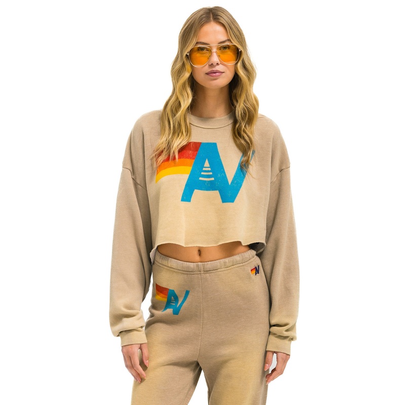 Sweatshirt Cropped V Swcrxlovtg Faded-Tan
