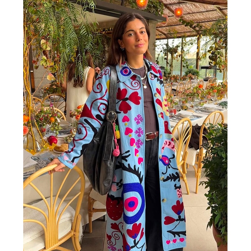 Coat Se1554 Rose Suzani Blue-Bell