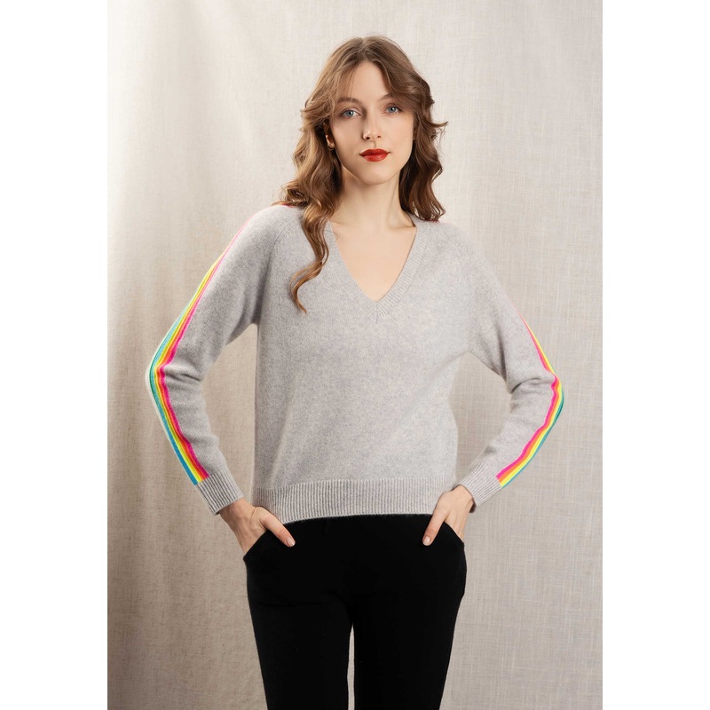 Pullover V-neck 2401wpv00485 Gris-Chine-Clair