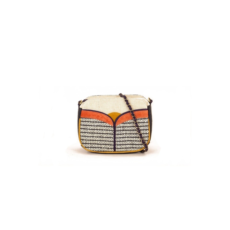 Textile Colour Block Chain Bag