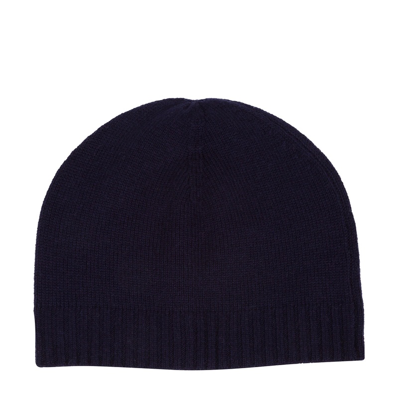 'Bowness' Dark Navy Cashmere & Merino Wool Beanie Hat
