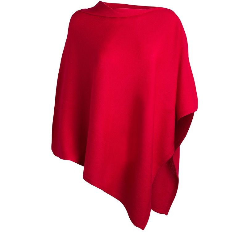 'Eskdale' Chilli Red Cashmere & Merino Wool Poncho