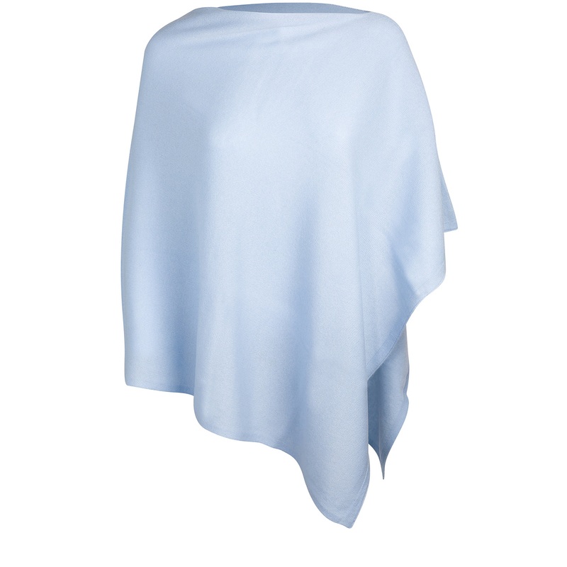 'Eskdale' Powder Blue Cashmere & Merino Wool Poncho