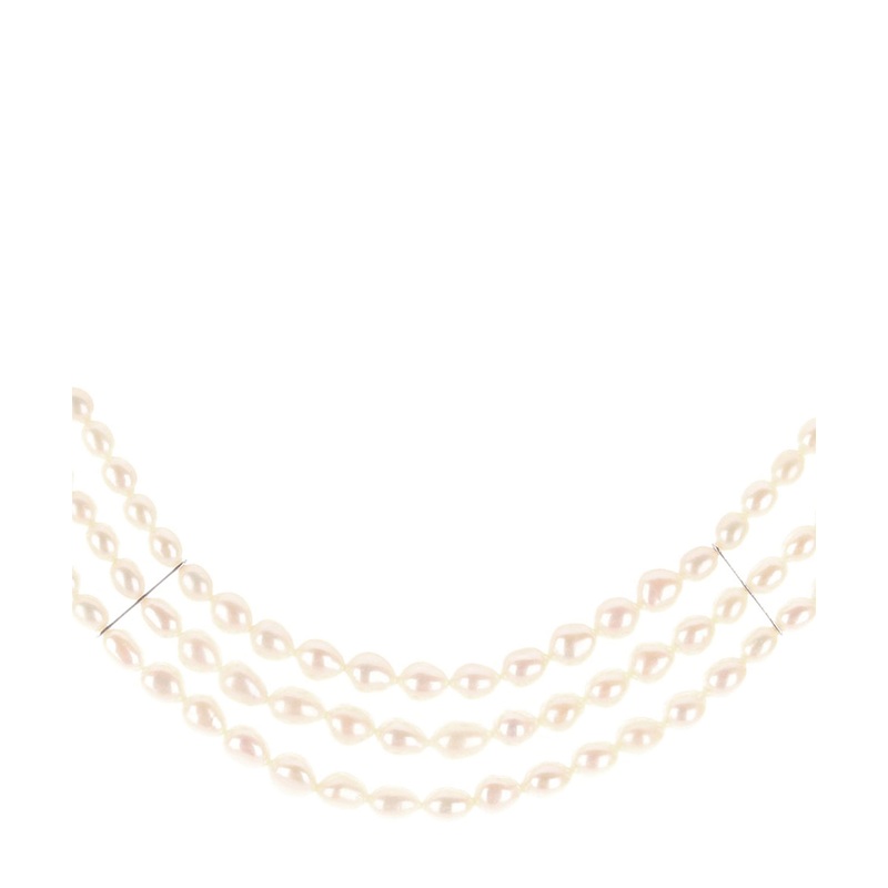Gift Packaged 'Molly' three-row rice pearl necklace