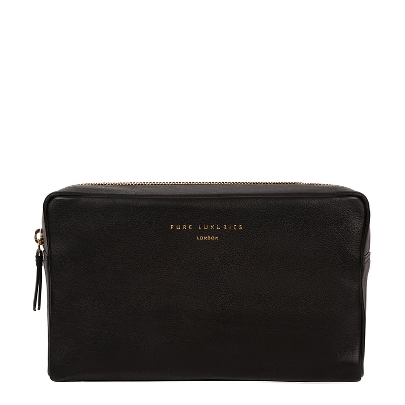 'Highgate' Black Leather Make-Up Bag