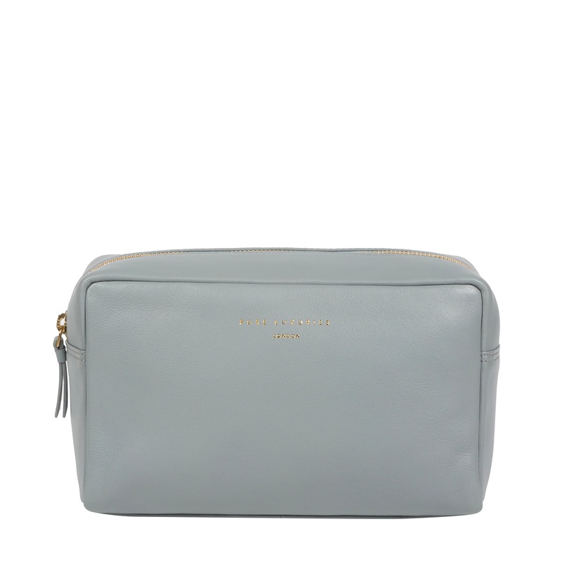 'Highgate' Cashmere Blue Leather Make-Up Bag