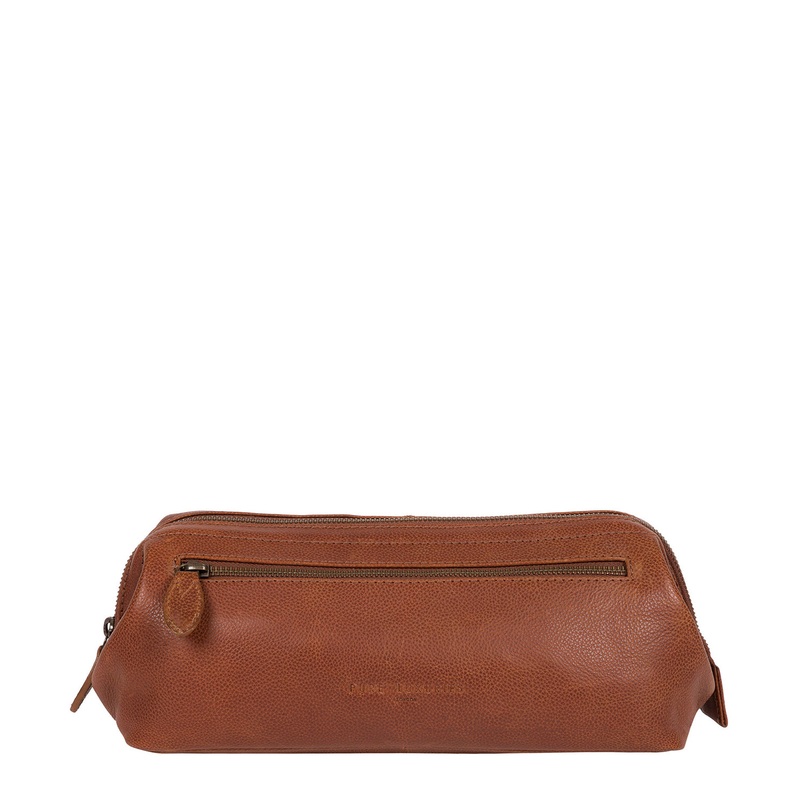 'Kea' Hazelnut Leather Washbag