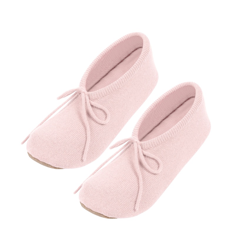 'Millom' Blush Pink Cashmere & Merino Wool Medium Ballet Slippers