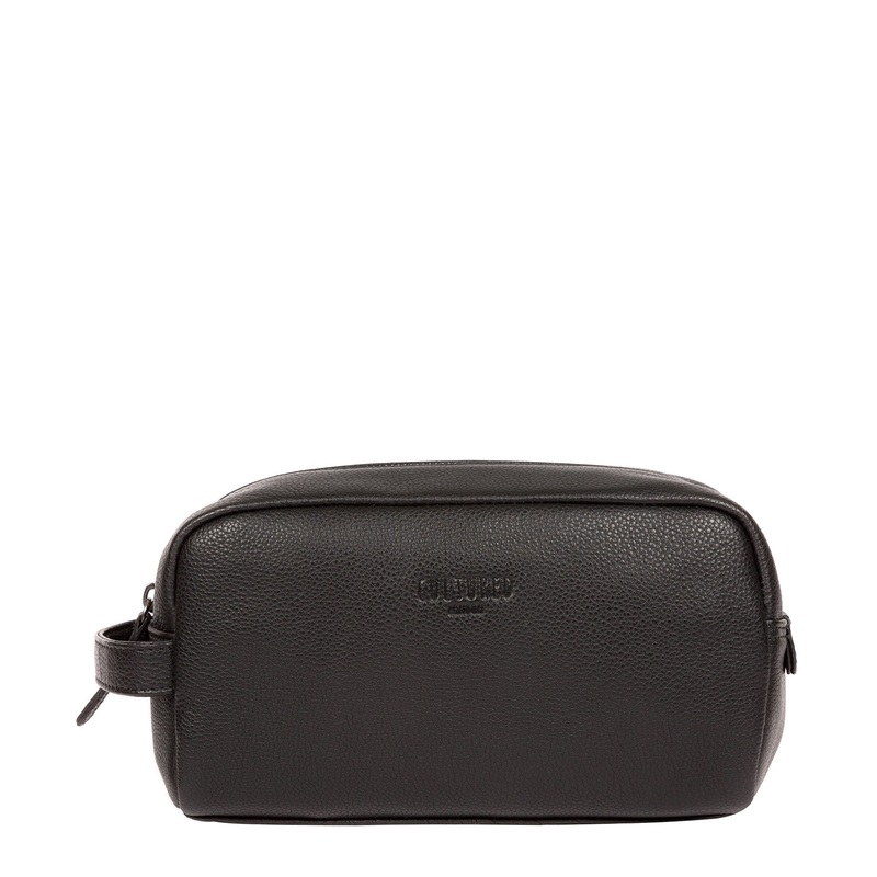 'Sail' Black Leather Washbag