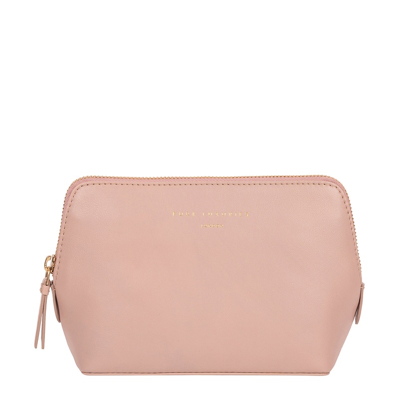 'Theydon' Blush Pink Leather Make-Up Bag