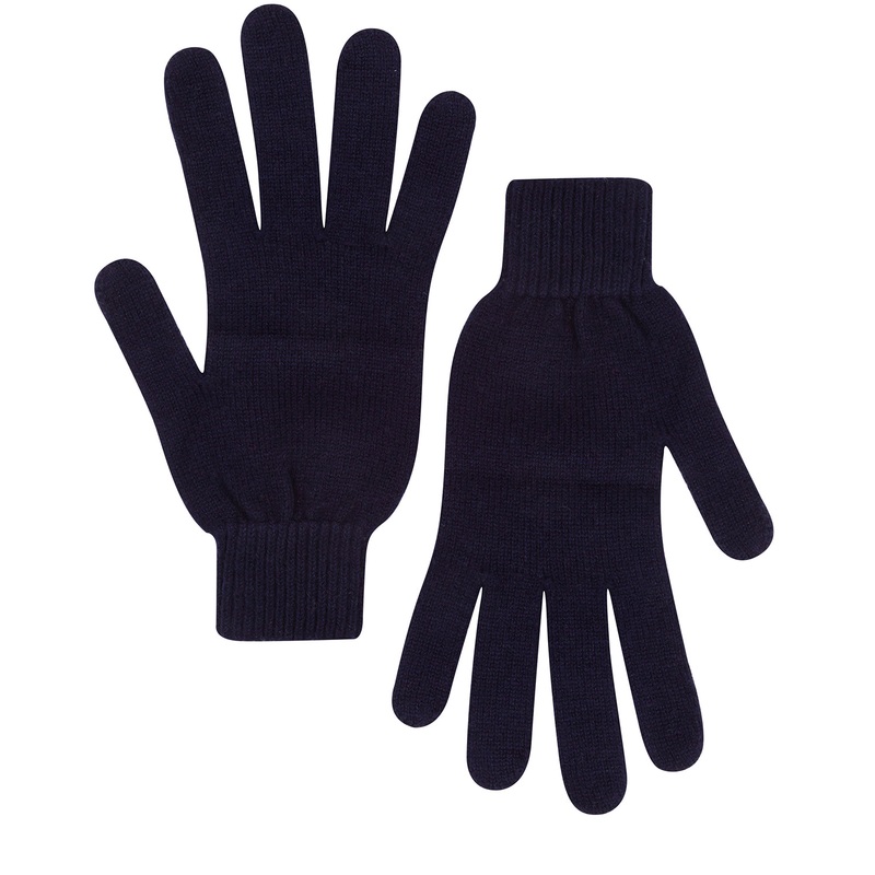 'Woodland' Dark Navy Cashmere & Merino Wool Large Gloves