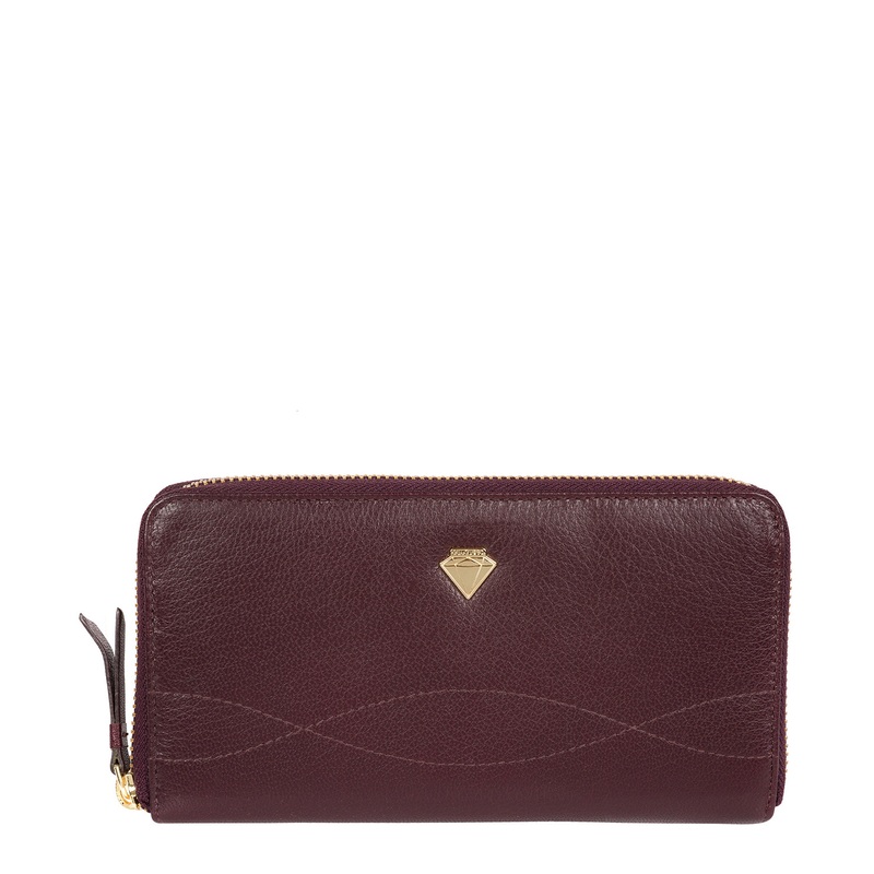 'Banbury' Beetroot Leather Zip-Round Purse