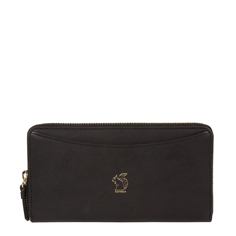 'Billie' Smooth Black Leather Purse