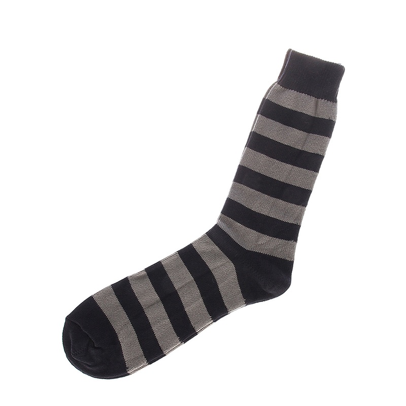 Black and Granite Striped Cotton Socks