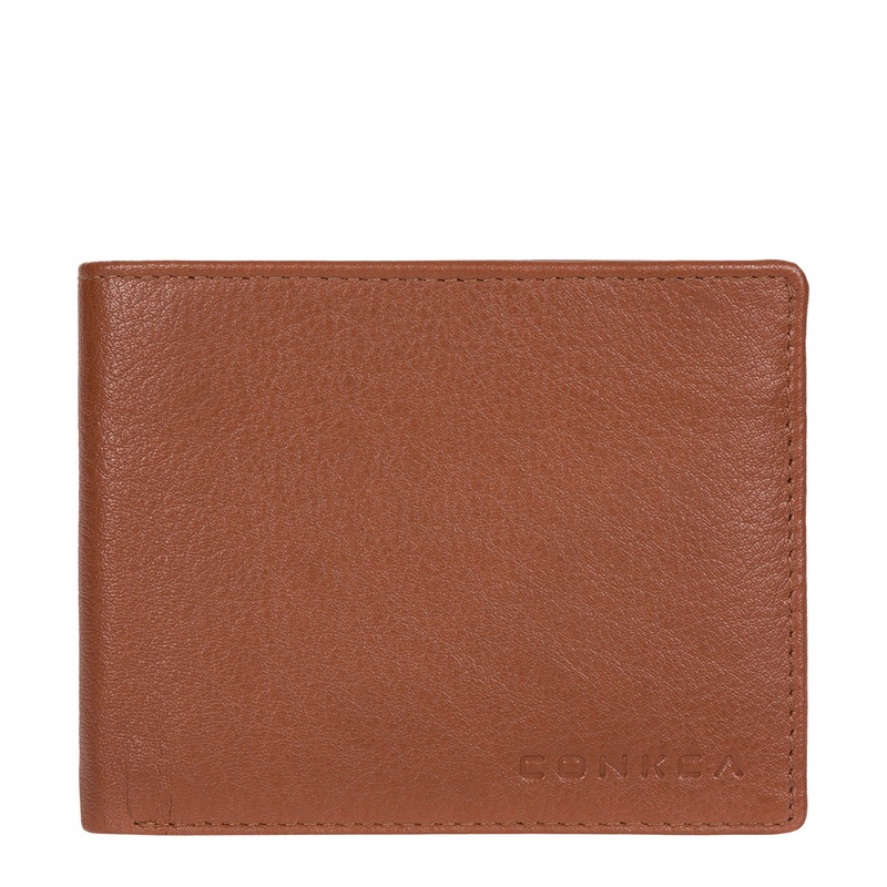 'Conan' Chestnut and Dark Brown Bi-Fold Leather Wallet