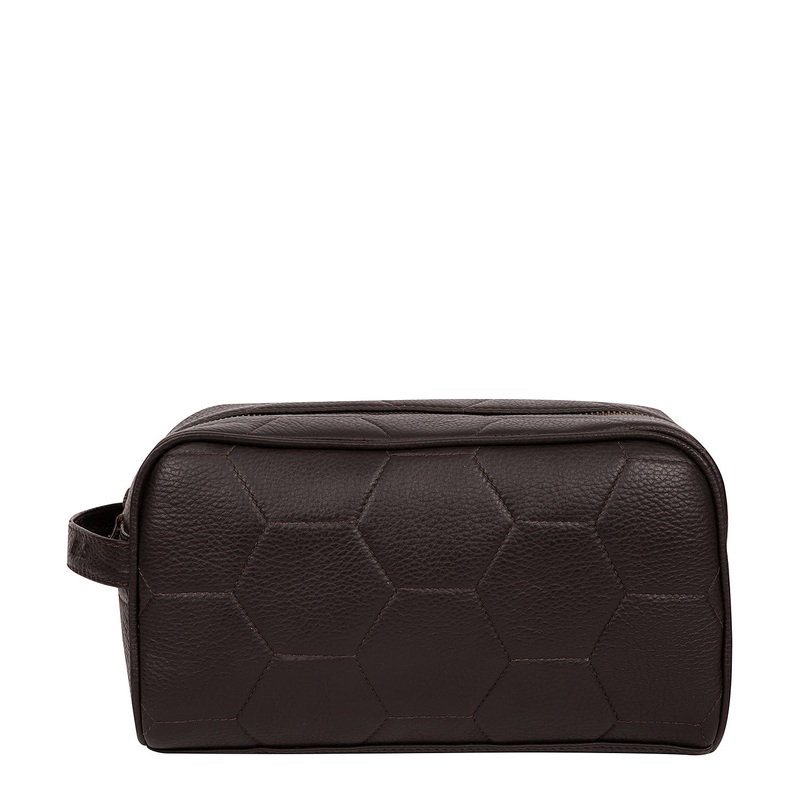 'Defender' Brown Leather Washbag