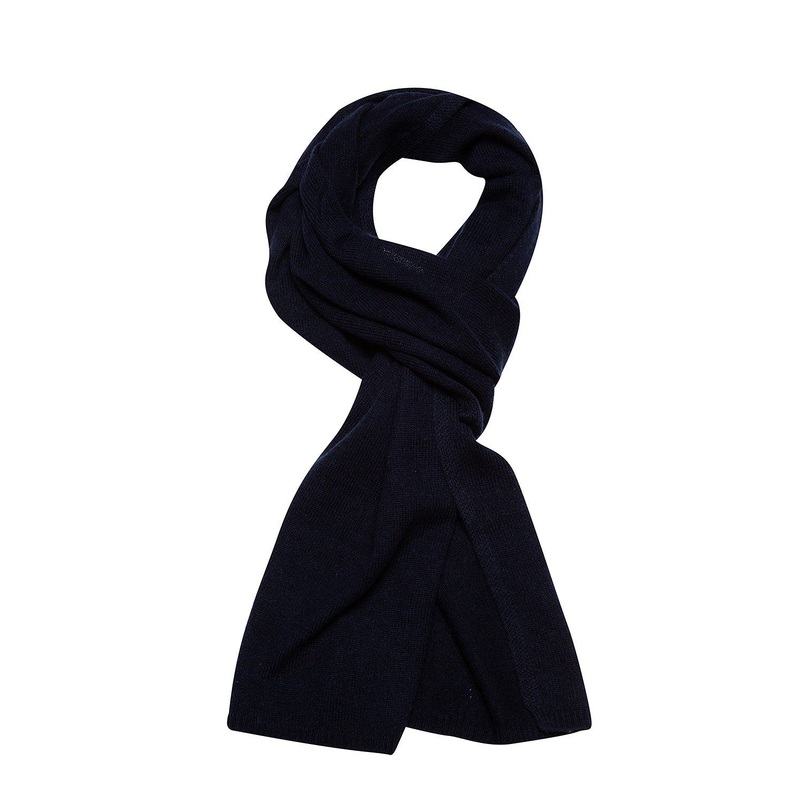 'Edinburgh' Dark Navy Cashmere and Merino Wool Scarf