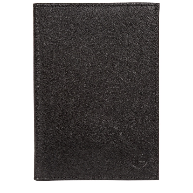 'Explore' Black Leather Passport Case